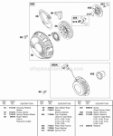 Rewind Starters Diagram and Parts List for 138432-0188-B1  Briggs and Stratton Engine